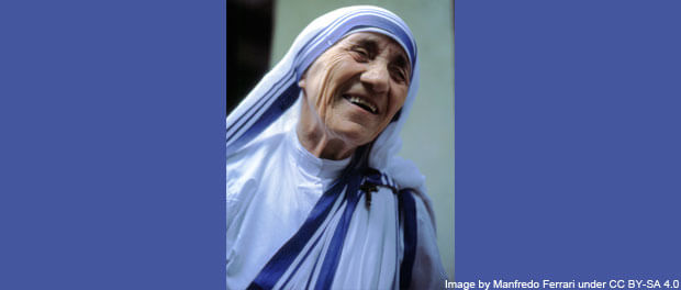 Mother Teresa image by Manfredo Ferrari under CC BY-SA 4.0.