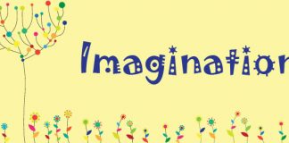 imagination - word on field of flowers