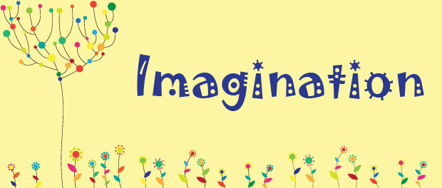 imagination - word on field of flowers