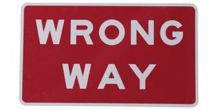 wrong way sign