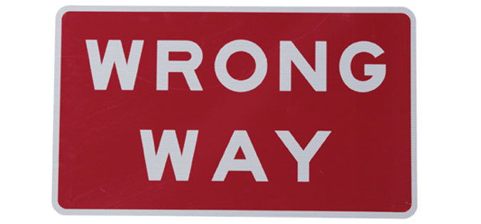 wrong way sign