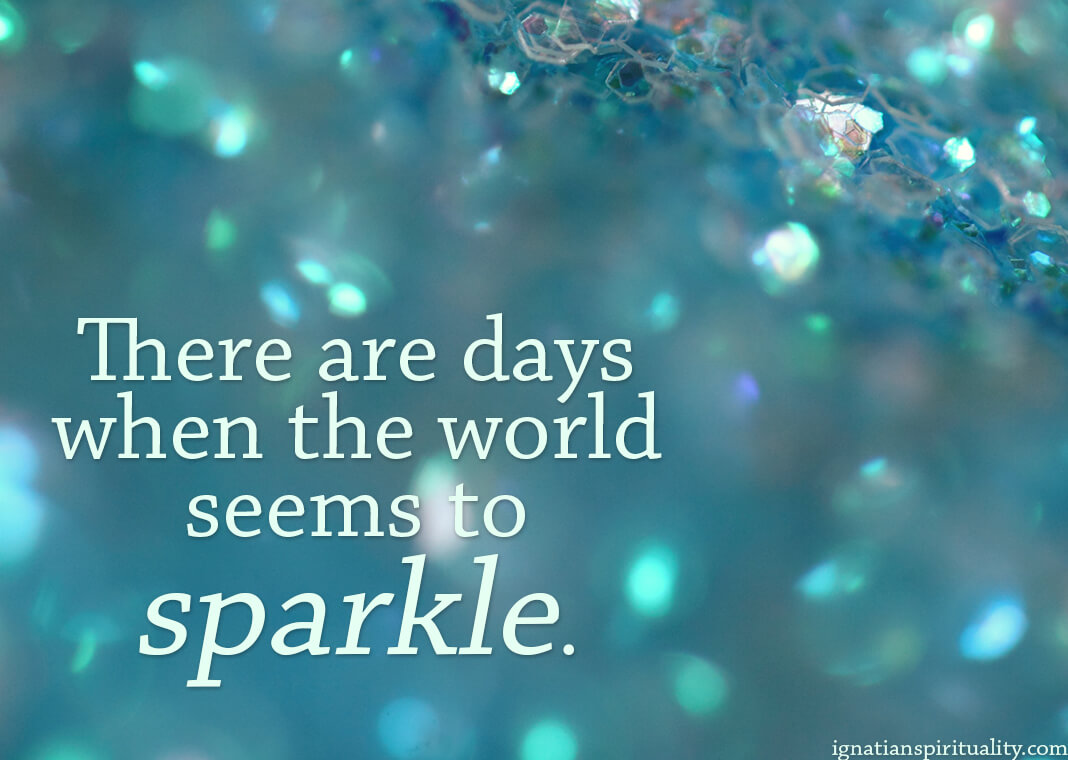 "There are days when the world seems to sparkle." quote by Shemaiah Gonzalez on background of shimmering blue - photo by Sharon McCutcheon on Unsplash