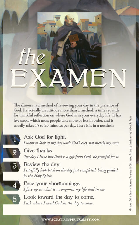 Examen Prayer Card - version from A Simple, Life-Changing Prayer by Jim Manney