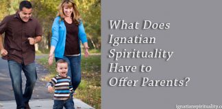 What Does Ignatian Spirituality Have to Offer Parents? - text next to picture of family in park