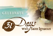 Celebrate 31 Days with St. Ignatius - text next to image of St. Ignatius Loyola