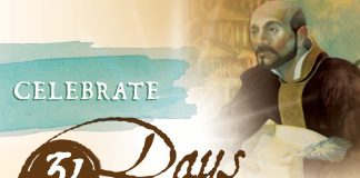 Celebrate 31 Days with St. Ignatius - text next to image of St. Ignatius Loyola