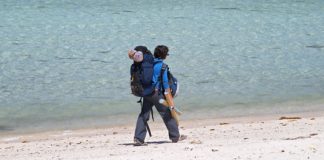 backpacking on the beach