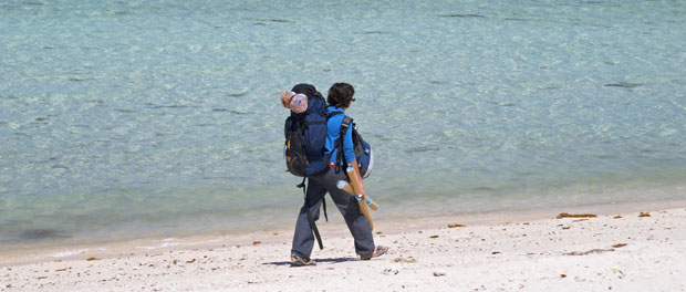 backpacking on the beach