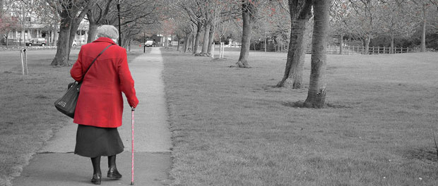 elderly woman walking