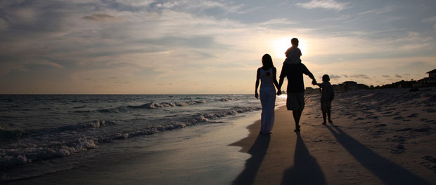 family in silhouette