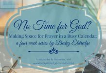 No Time for God? logo for prayer series by Becky Eldredge