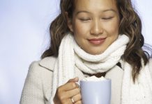 woman enjoying hot chocolate