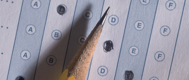 quiz or test and pencil