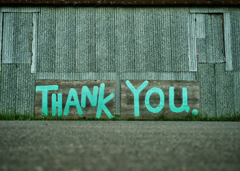 Thank you - painted on wall - photo by Kevin Butz on Unsplash