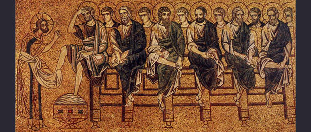 Holy Thursday - Mosaic in Basilica di San Marco in Venice - "Christ Washing the Feet of His Disciples"