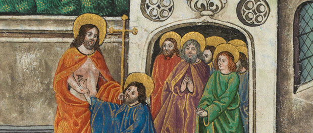 Vaux Passional - "The Incredulity of Thomas, Who Places His Finger in the Wound" - public domain