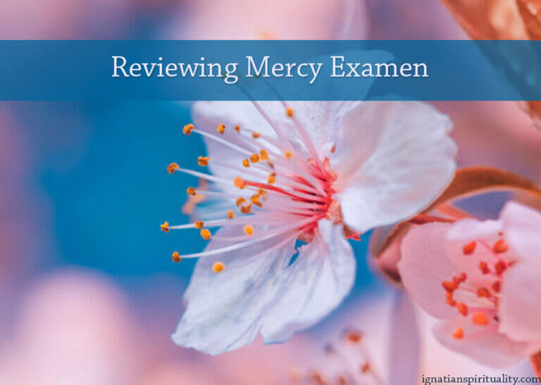 Reviewing Mercy Examen - text over image of spring flower © Levente Bodo - levente bodo/Moment RF/Getty Images