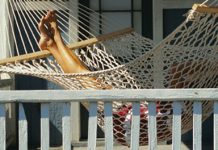 woman resting in hammock