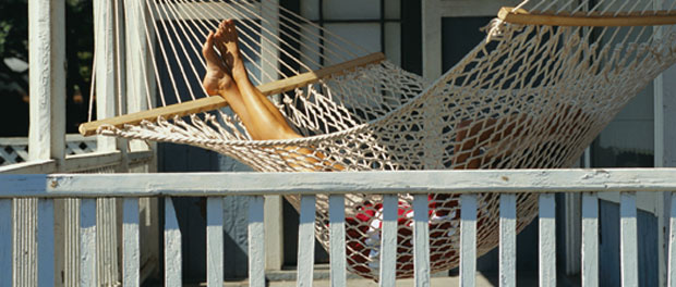 woman resting in hammock