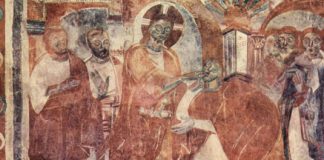 Healing of the Deaf-Mute fresco by Meister von Mustair, public domain