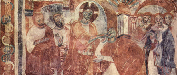 Healing of the Deaf-Mute fresco by Meister von Mustair, public domain