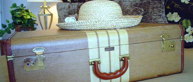 suitcase and hat