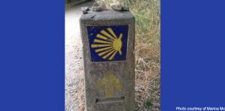 marker on the Camino de Santiago - photo courtesy of Marina McCoy