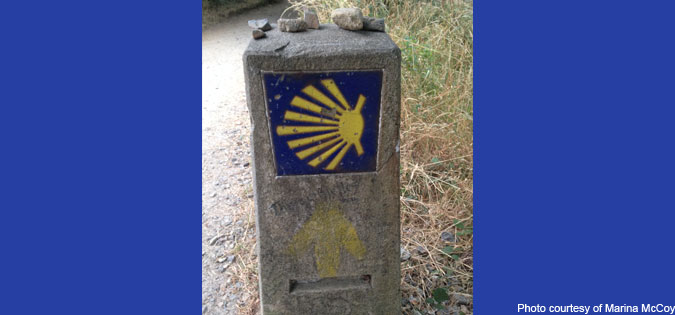 marker on the Camino de Santiago - photo courtesy of Marina McCoy