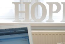 hope - letters sitting on windowsill