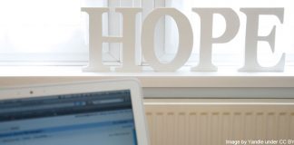 hope - letters sitting on windowsill