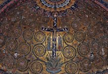 Arts & Faith: Holy Saturday - Apsis mosaic from Basilica San Clemente in Rome - "Triumph of the Cross"