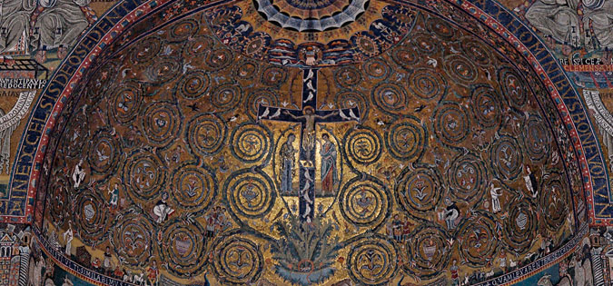 Arts & Faith: Holy Saturday - Apsis mosaic from Basilica San Clemente in Rome - "Triumph of the Cross"