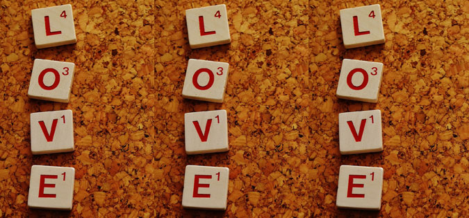 love - letters are word game tiles