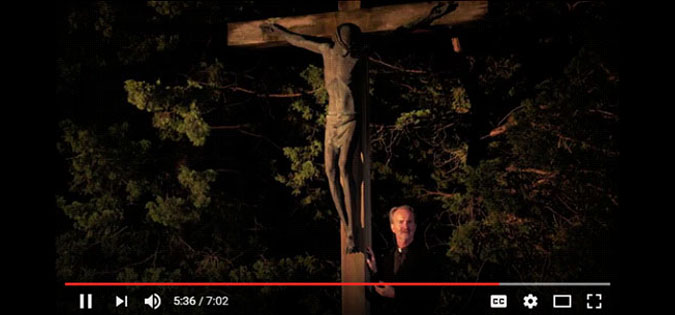 Michael Sparough, SJ, at the foot of the crucifix - video screenshot