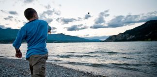 throwing rock into water