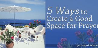 5 Ways to Create a Good Space for Prayer - words next to summer patio overlooking water