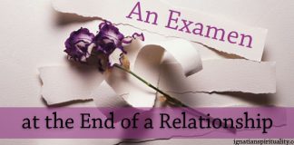 An Examen at the End of a Relationship - words next to purple flowers