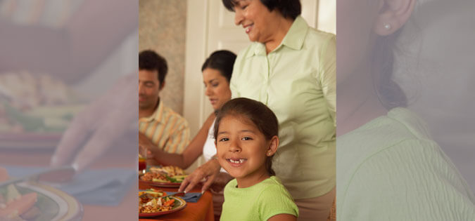 family at dinner table