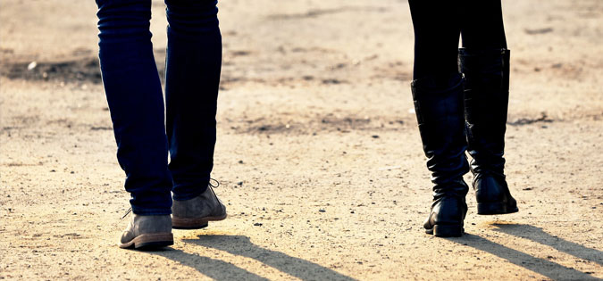 two people walking together