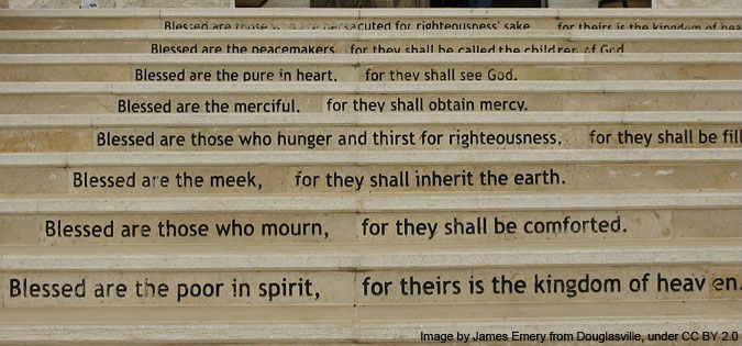 Beatitudes steps of the MEEI church - photo by James Emery from Douglasville United States under CC BY 2.0