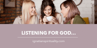Listening for God - women sharing conversation and coffee
