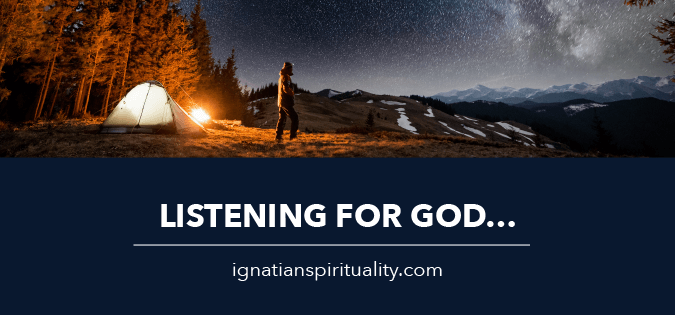 person camping - text: Listening for God