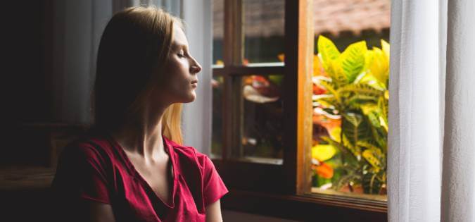 woman at window