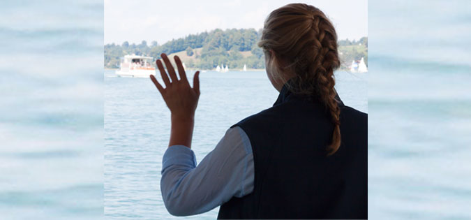 woman waving