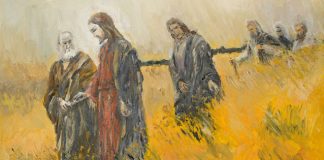 Jesus walks with disciples