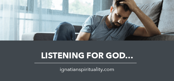man looking deep in thought - stuck - text: Listening for God