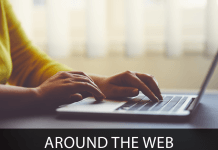 Around the Web - text next to image of person working on laptop