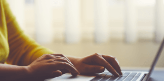 Around the Web - text next to image of person working on laptop