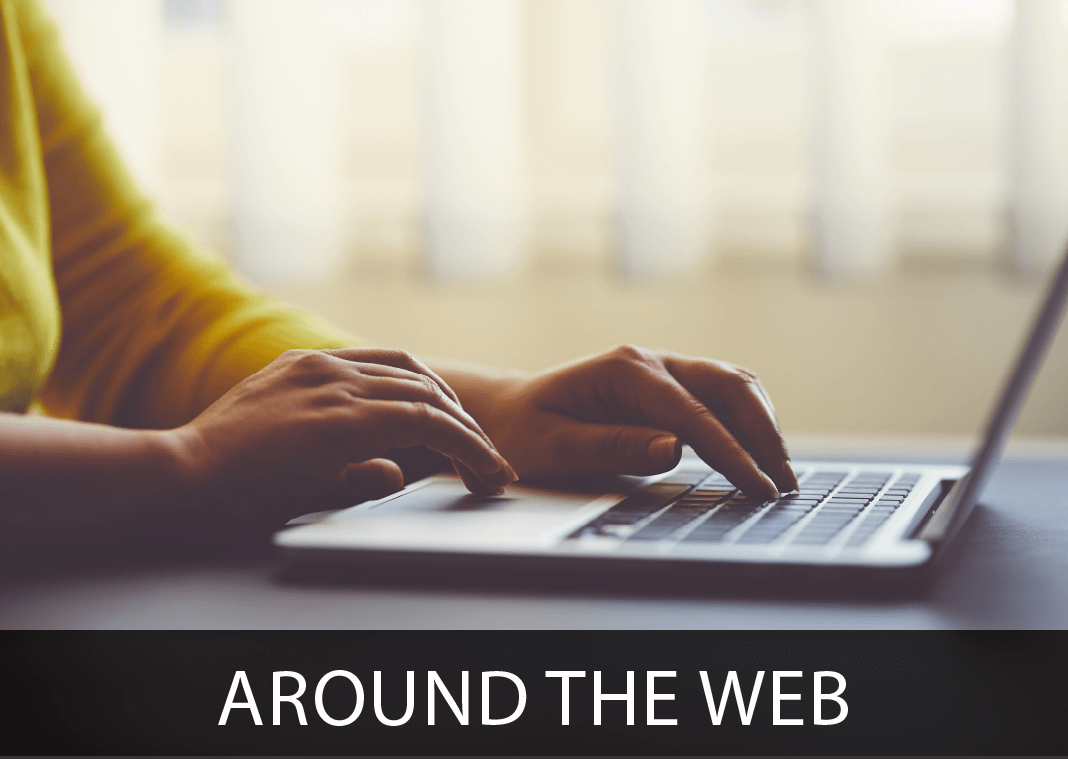 Around the Web - text next to image of person working on laptop