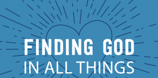 Finding God in All Things - text overlaid on heart